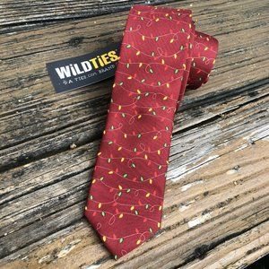 Christmas Lights Wild Ties Skinny Tie Mens Red
